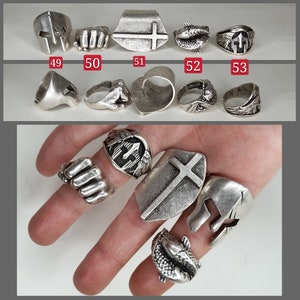 Mannen ringen, zilveren ondertekende ring, mannen sieraden, zilveren mannen sieraden, band ring, herenring zilver, mode mannen ring, herenring, stapelring cadeau afbeelding 8