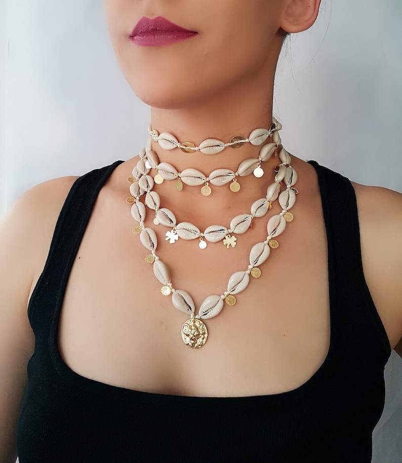 Sea Shell Choker Necklace Cowrie Choker Macrame Choker Beach Etsy