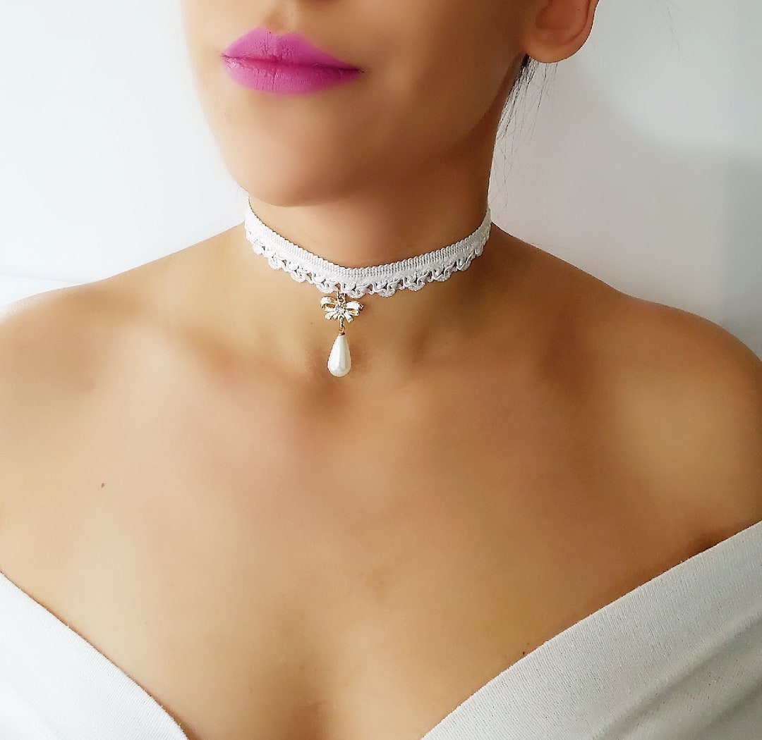 Happyyami Collana Con Perla Boho Fatta A Mano - Gioiello In Plastica Per Donna E Ragazza, Bianco 39cm