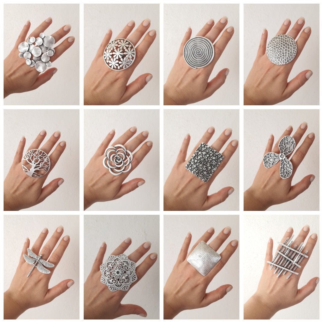 Women Blue Stone Ring Big Elegant Wedding Engagement Rings Lady Fashion  Jewelry | eBay