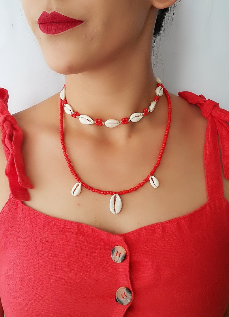 Cowrie Shell Choker: Boho Beaded Necklace - Etsy