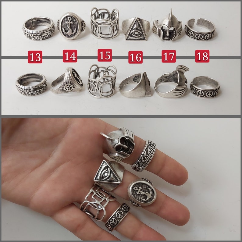 Mannen ringen, zilveren ondertekende ring, mannen sieraden, zilveren mannen sieraden, band ring, herenring zilver, mode mannen ring, herenring, stapelring cadeau afbeelding 4
