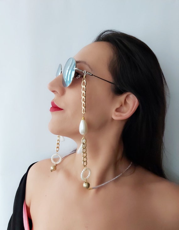 Pearl Eyeglass Chain: Cotton Cord Glasses Holder Necklace - Etsy