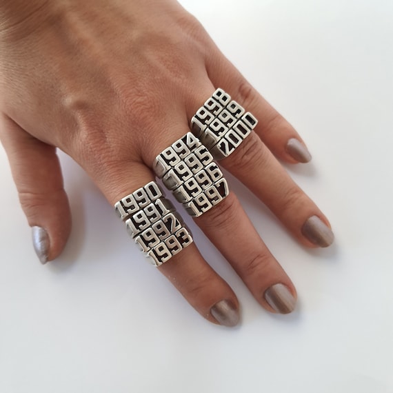 Buy Stackable Year Rings Custom Date Ring Personalized Silver Year 