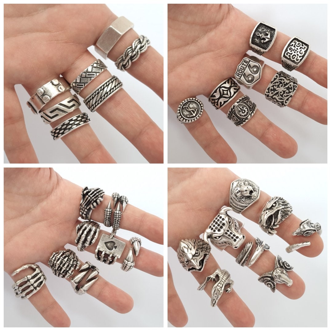 Anello Viking Uomo, Anello Nero Uomo Acciaio Ritaglio di Testo Vichingo Misura 10 per Uomo Donna