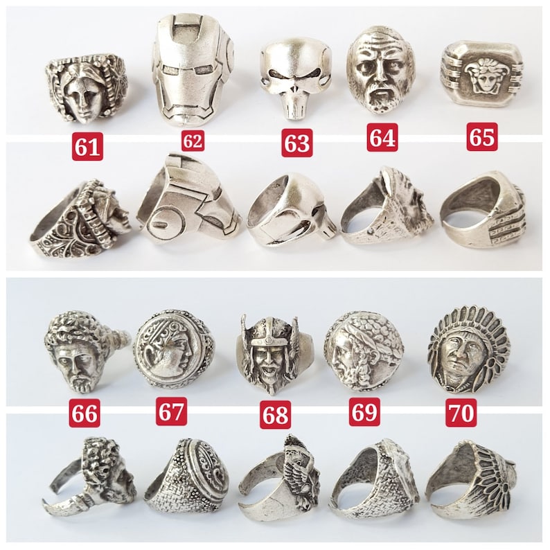 Mens Gothic Jewelry Viking Style Ring Modern Mask Ring Etsy