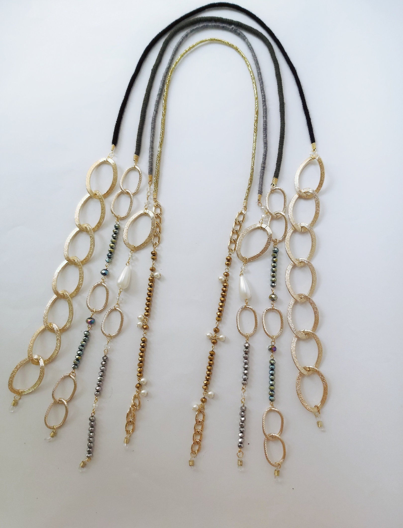 Pearl Eyeglass Chain: Cotton Cord Glasses Holder Necklace - Etsy