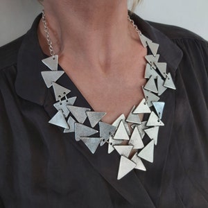 Silver Dainty choker Unique necklace, Boho jewelry, Silver jewelry, Ethnic jewelry, Statement necklace, Mom gift Gift for her Bib necklace