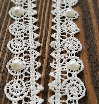 Collana Girocollo In Pizzo Bianco Con Perle E Nappe, Stile Boho/vintage, Fatta A Mano