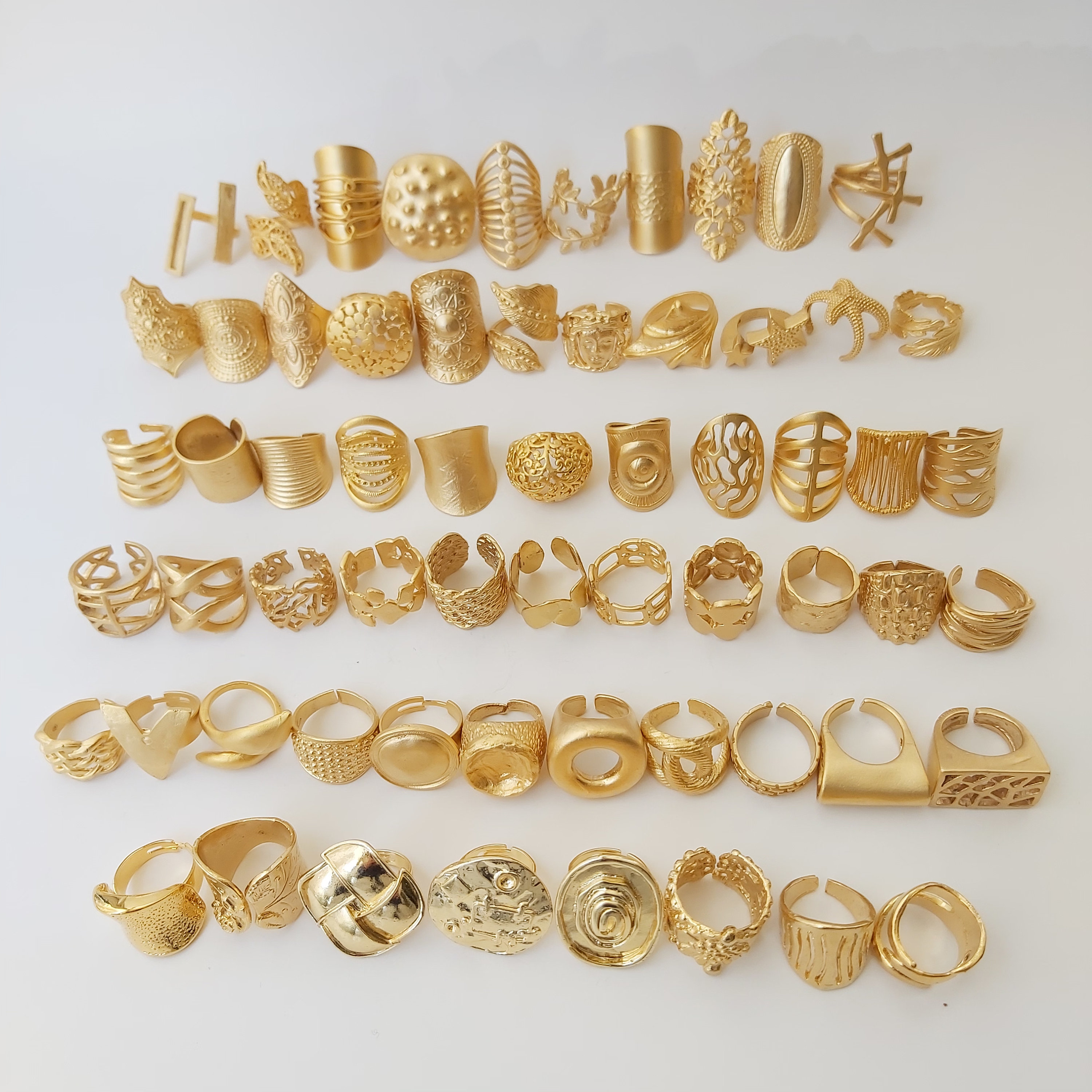 Bagues Or 14 Carats Acier Lot De 8 Bagues Fines En Or - Acier