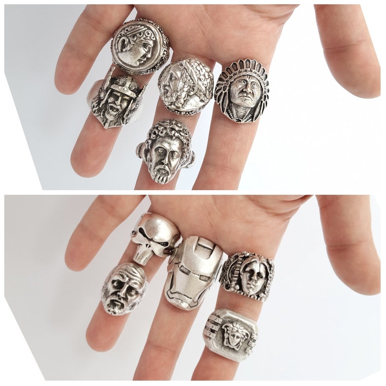 Mens Gothic Jewelry Viking Style Ring Modern Mask Ring Etsy UK