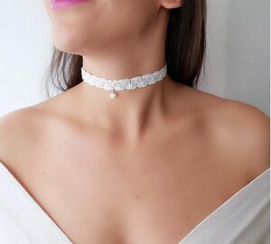 Collier Ras Du Cou En Dentelle Vintage - Longueur Réglable - Pour Femme - Élégant Et Tendance