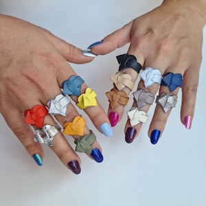 3-PCS Leather Ring Women leathers ring  Thin ring, Boho Chic, Stackable ring, Boho Leather Ring, Bohomila Geometric ring, Heart ring