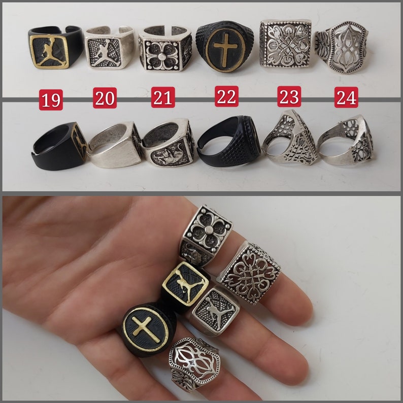 Mannen ringen, zilveren ondertekende ring, mannen sieraden, zilveren mannen sieraden, band ring, herenring zilver, mode mannen ring, herenring, stapelring cadeau afbeelding 5