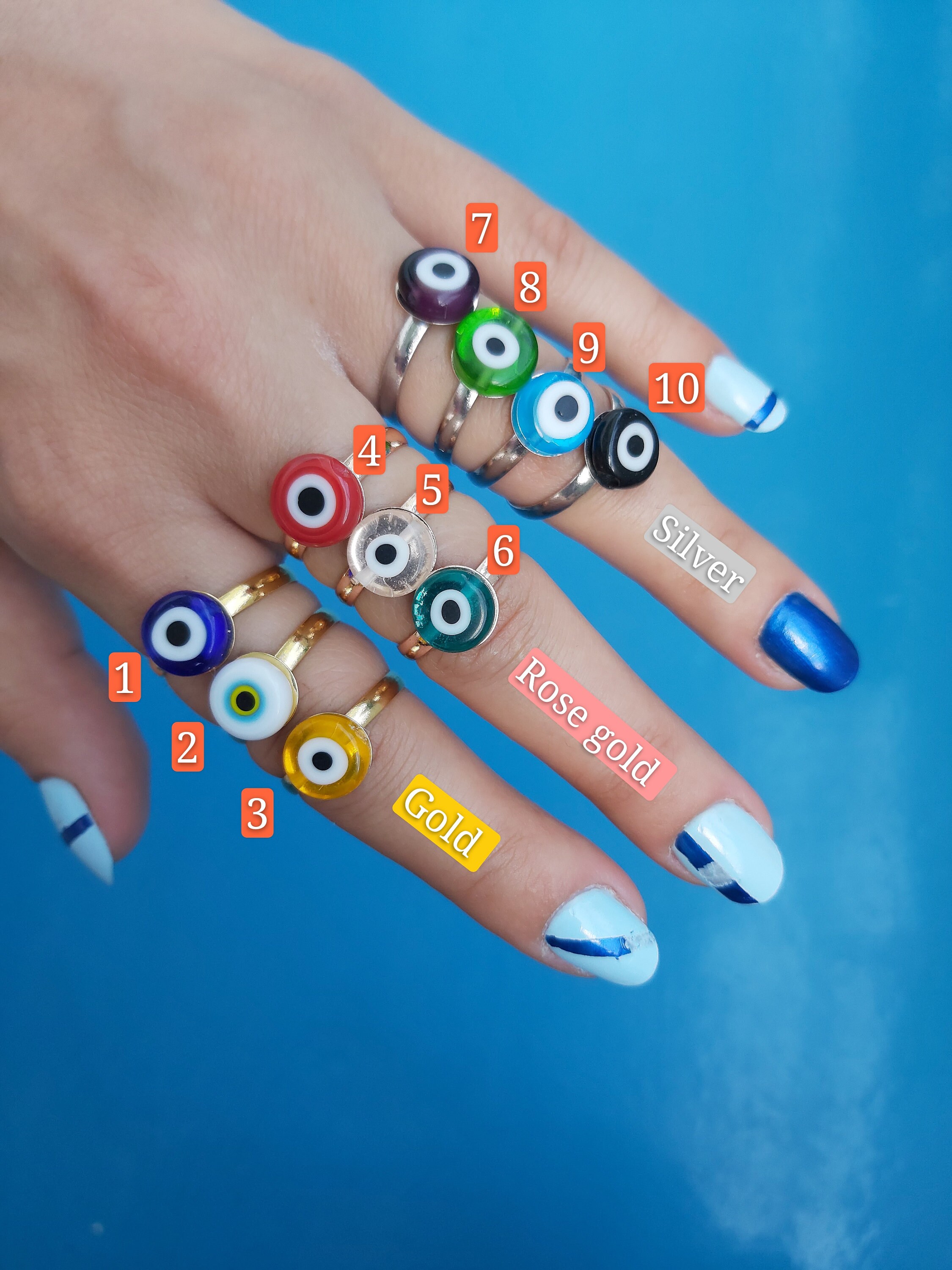 Evil eye ring eye gold ring Blue ring Evil eye jewelry Etsy