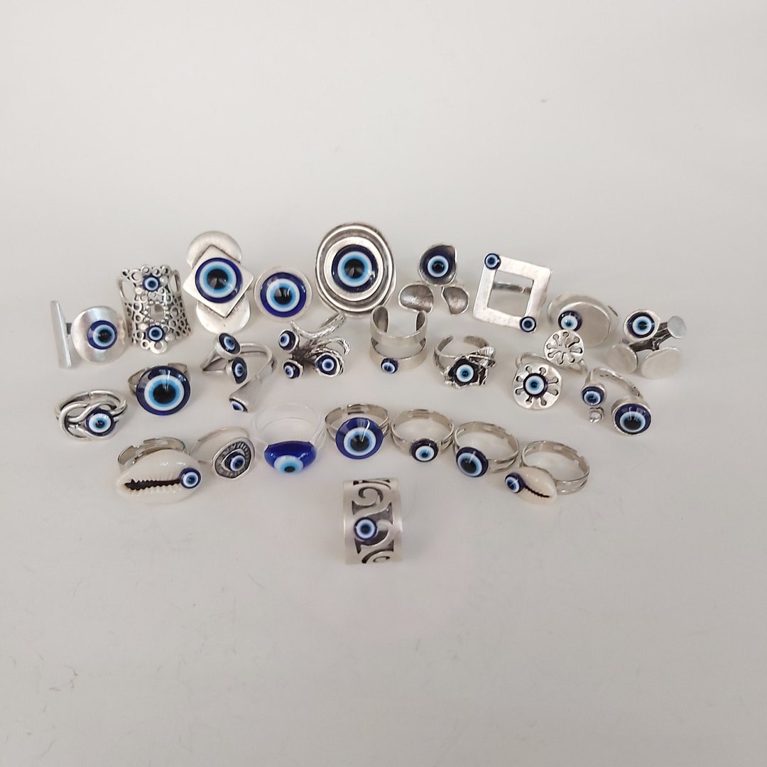 Blue Evil Eye Ring Evil Eye Jewelry Protection Rings Adjustable Ring ...