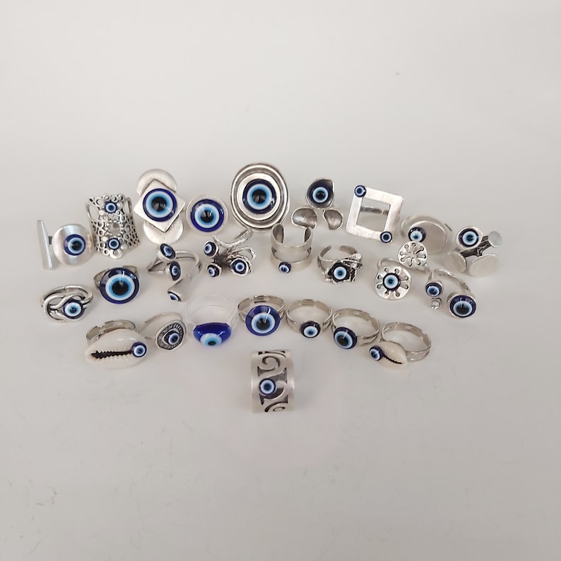 Blue Evil Eye Ring Evil Eye Jewelry Protection Rings Etsy