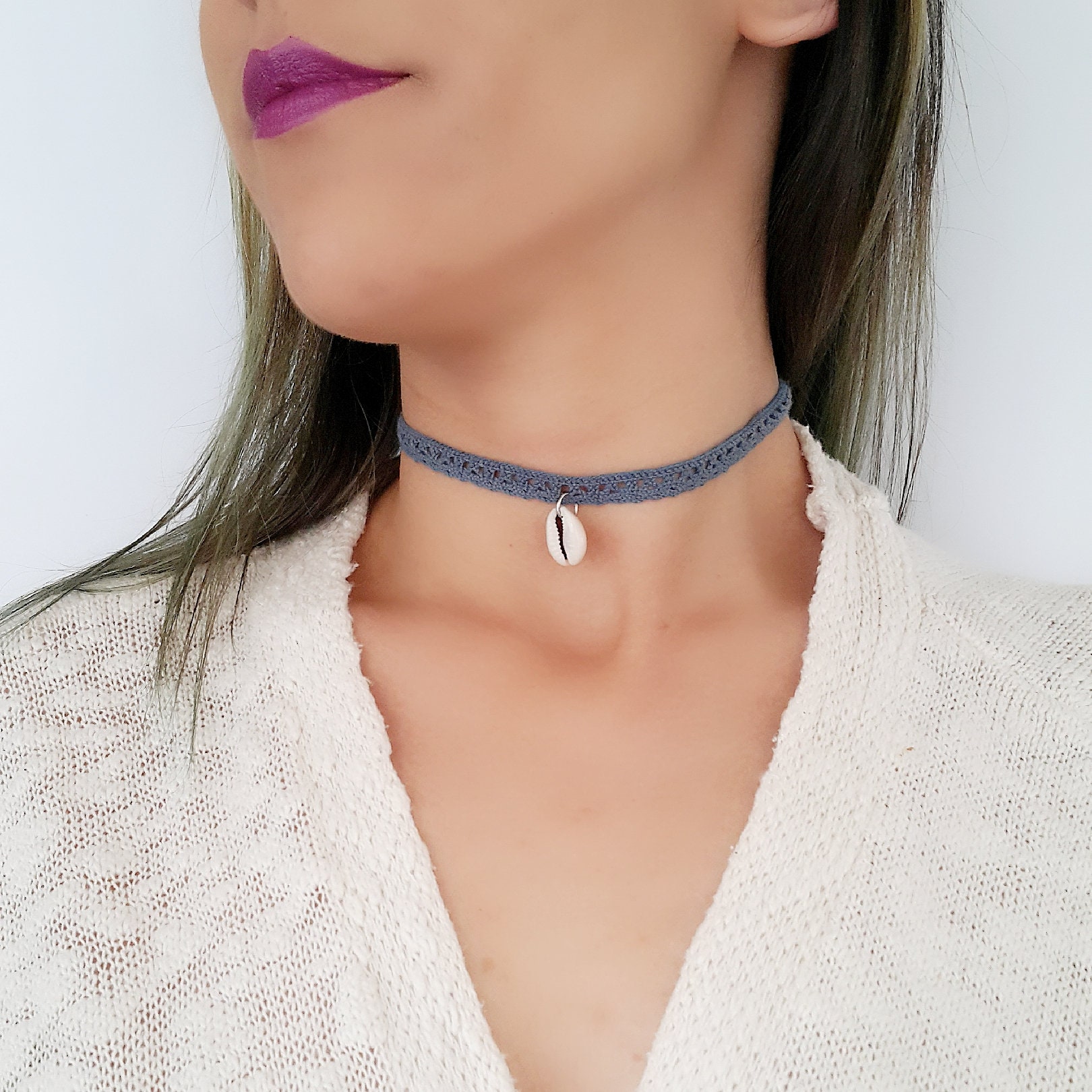 Cowrie shell choker near me deals
