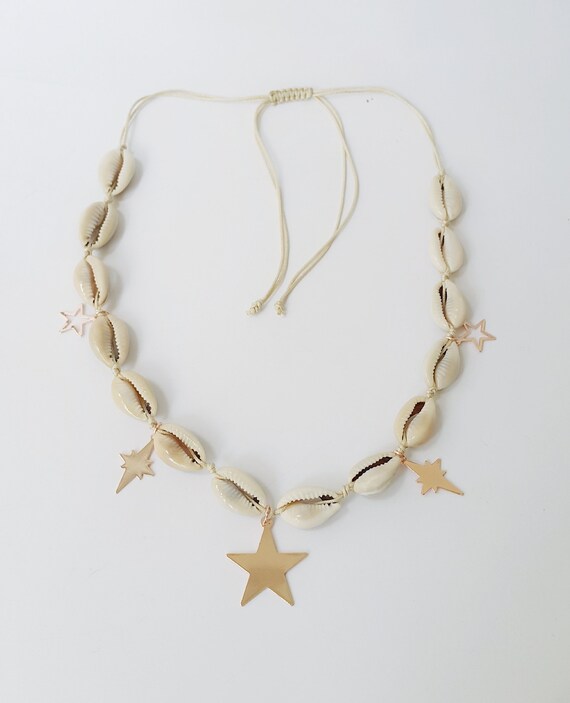 Everyday necklace Shell Beach necklace Macrame Necklace Summer necklace Gypsy Choker Shell jewelry Shell necklace Seashell necklace