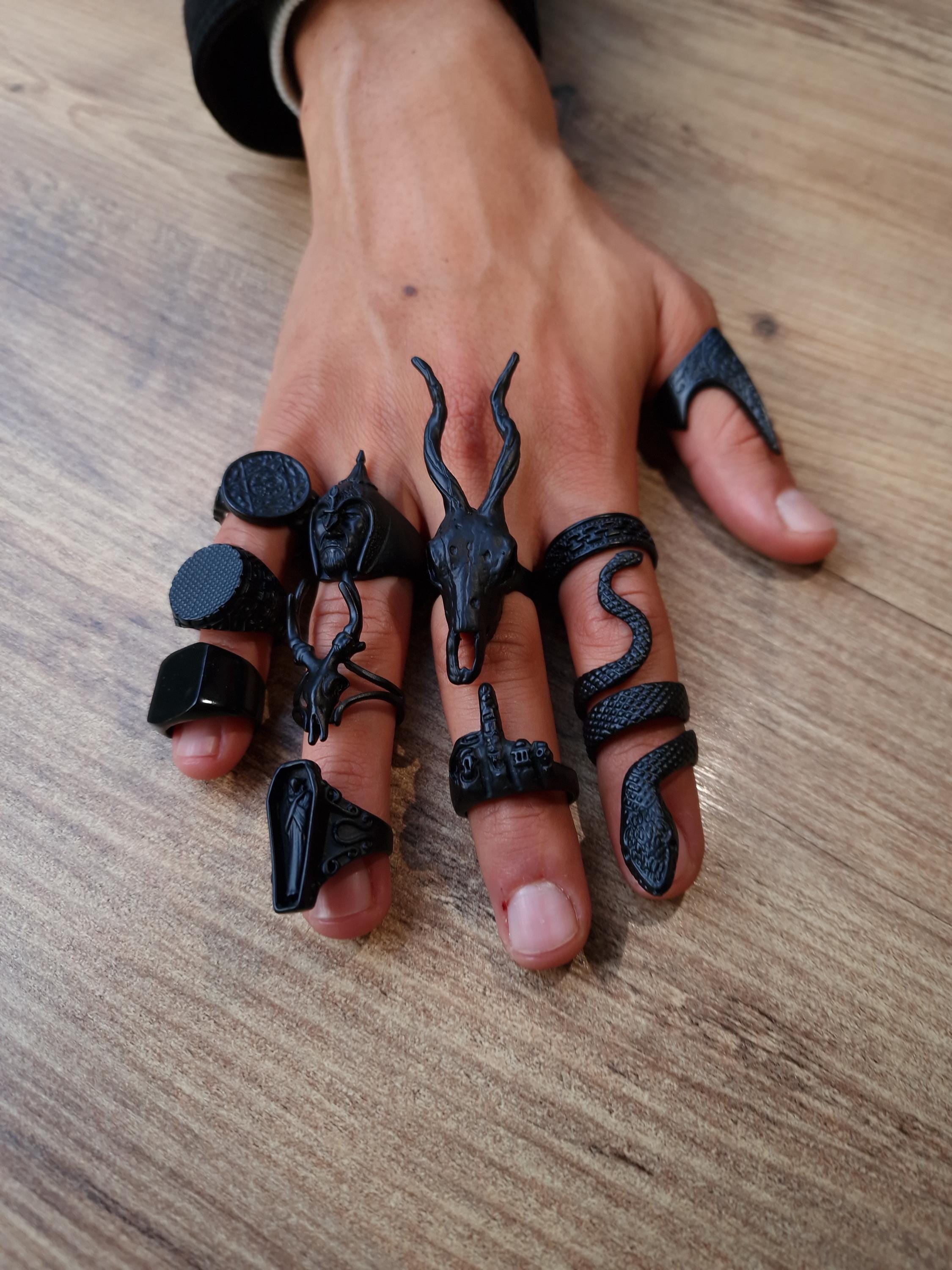 Matte Black Statement Ring: Unisex Punk Gothic Jewelry - Etsy