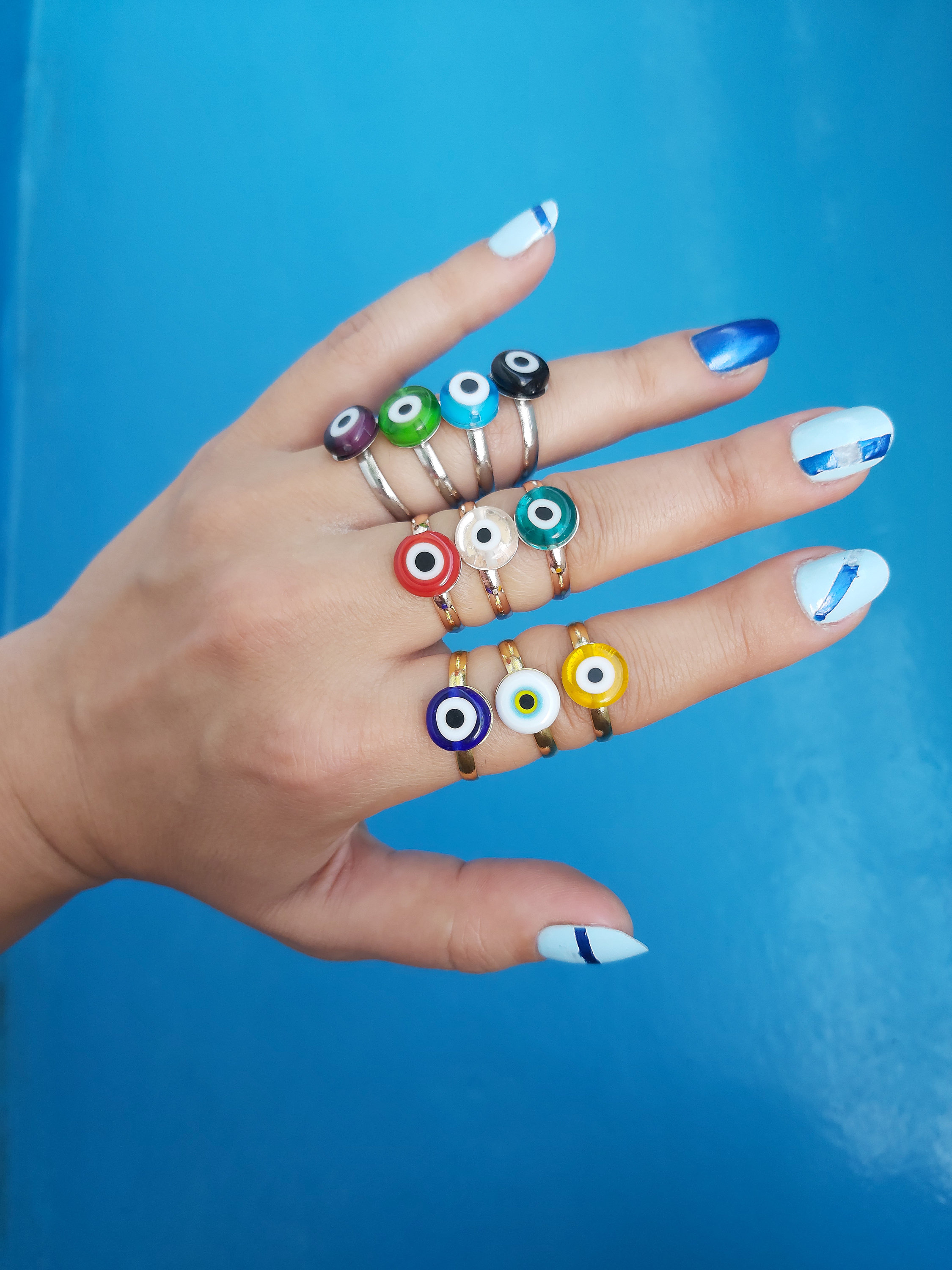 Evil eye ring eye gold ring Blue ring Evil eye jewelry Etsy