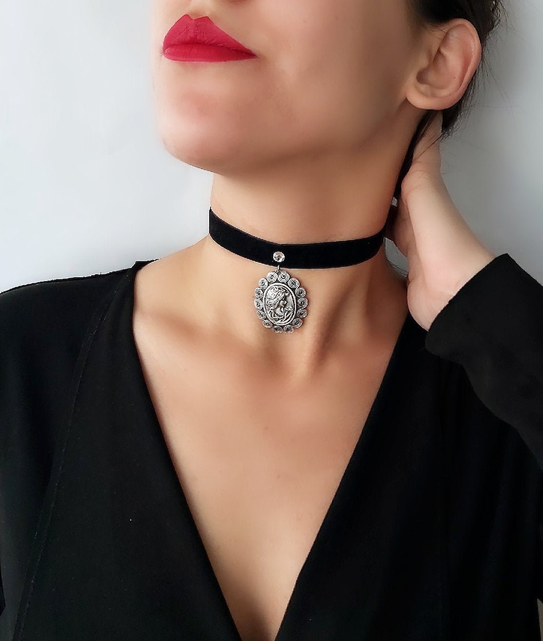 [ReinSein]ACC★AURORA BLACK RIBBON NECKLACE Black Velvet Ribbon Choker Crystal Choker Necklace, Gifts