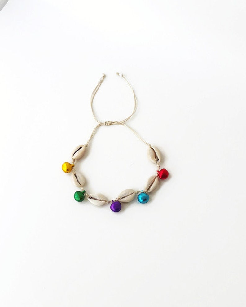 Colored bell anklet Boho Anklet Jingle Bells Ankle Bracelet for Woman,puka shell anklet Bracelet bohomila Sea shell and bell anklet