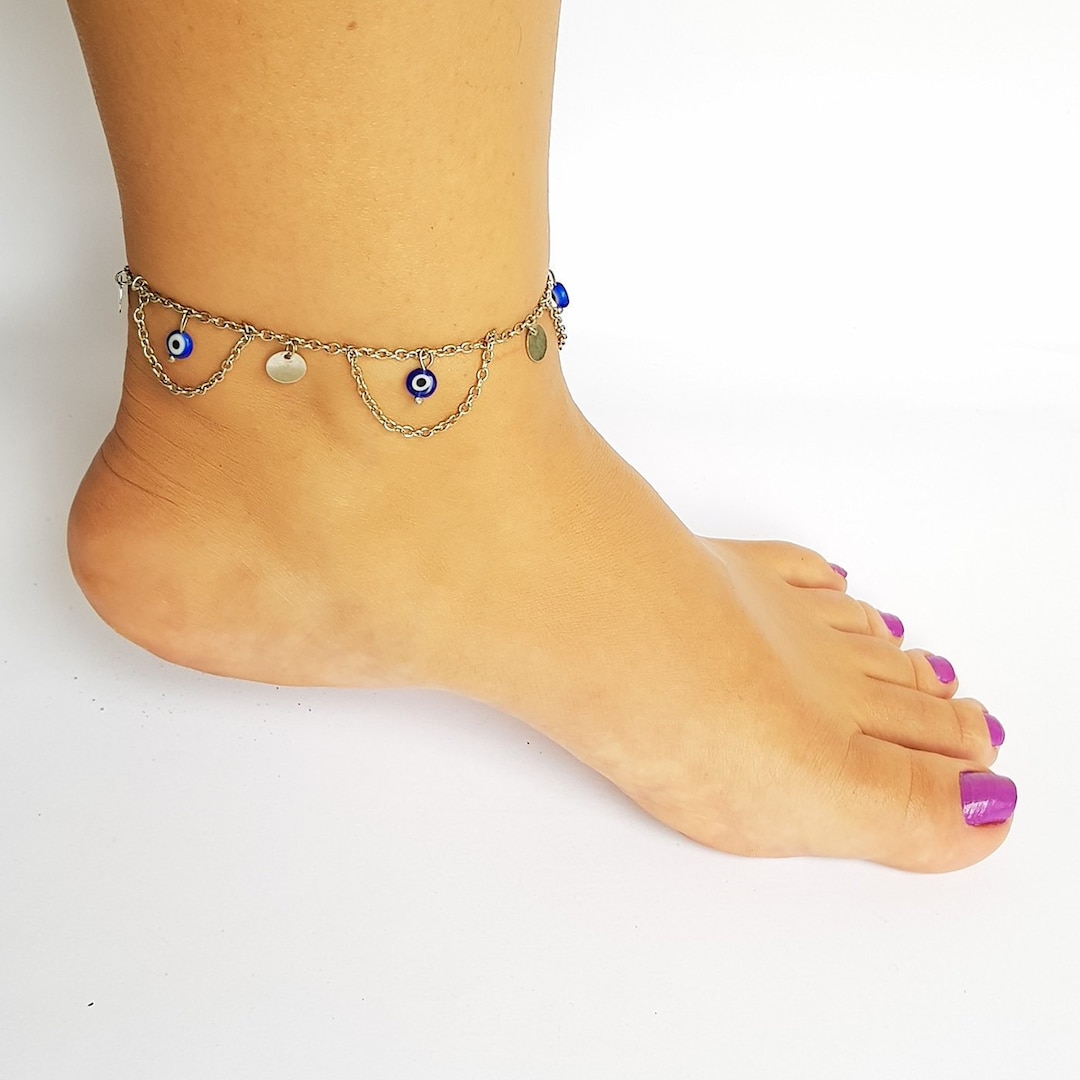 Evil Eye Anklet,beach Anklet,summer Anklet,dainty Anklet,coin Anklet