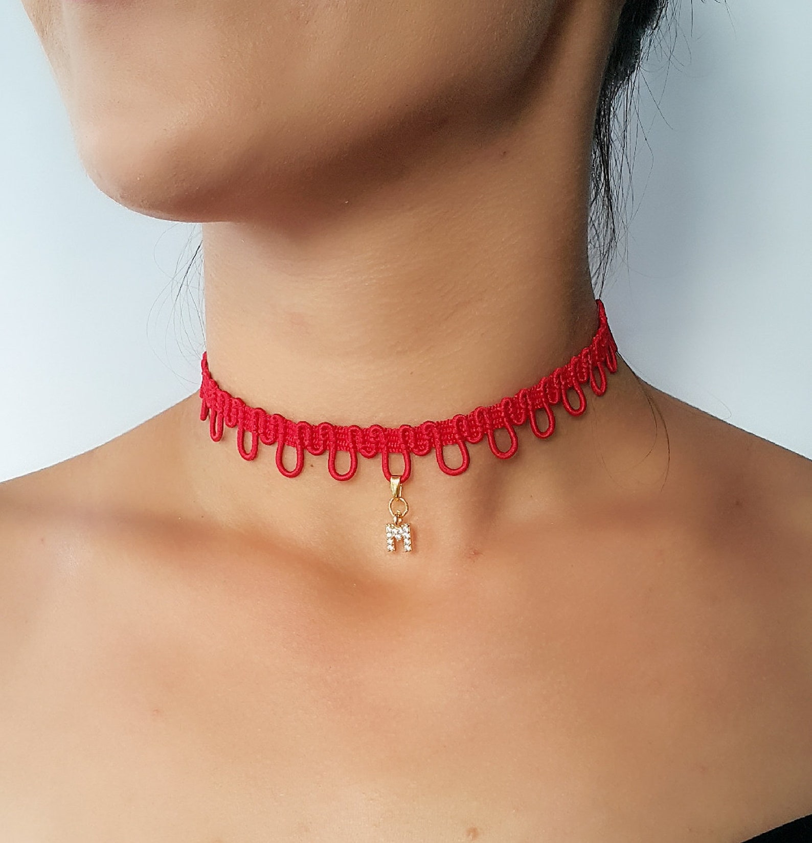 Personalized Name Choker/red Choker/thick Red Etsy