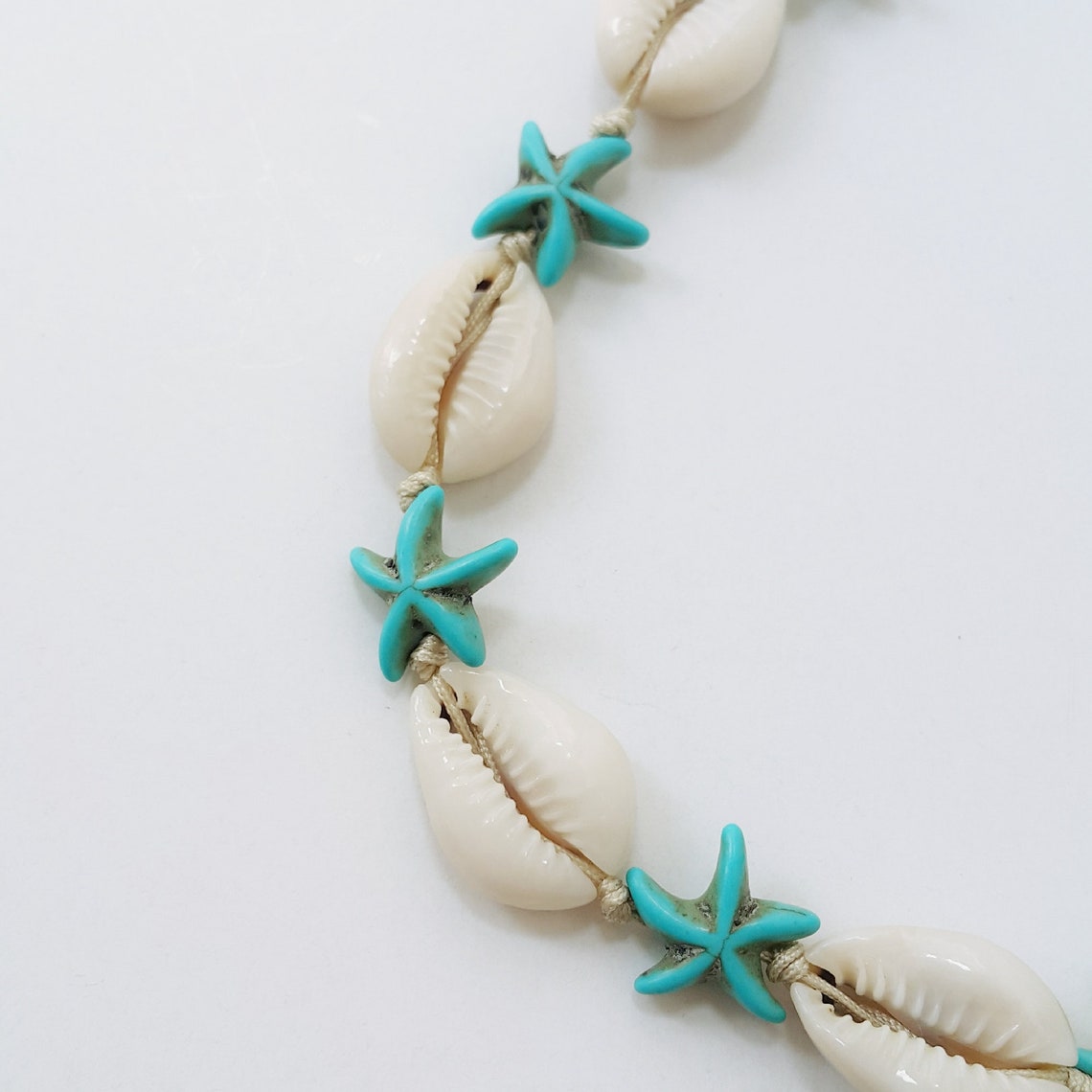 Cowrie Shell Choker Necklace: Turquoise Star Bead, Adjustable - Etsy