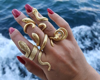 Gold Snake Animal Serpent Ring Ring Animal Boho Ring Gold Serpent Rings Dargon Snake Wrap Rings, Adjustable Gold Ring, Ring - Etsy