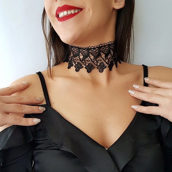 Black Lace Choker / Black See Through Lace Choker / Thick Black Lace Choker  Necklace / Black Dress Event Choker / Romantic Black Choker/gift - Etsy