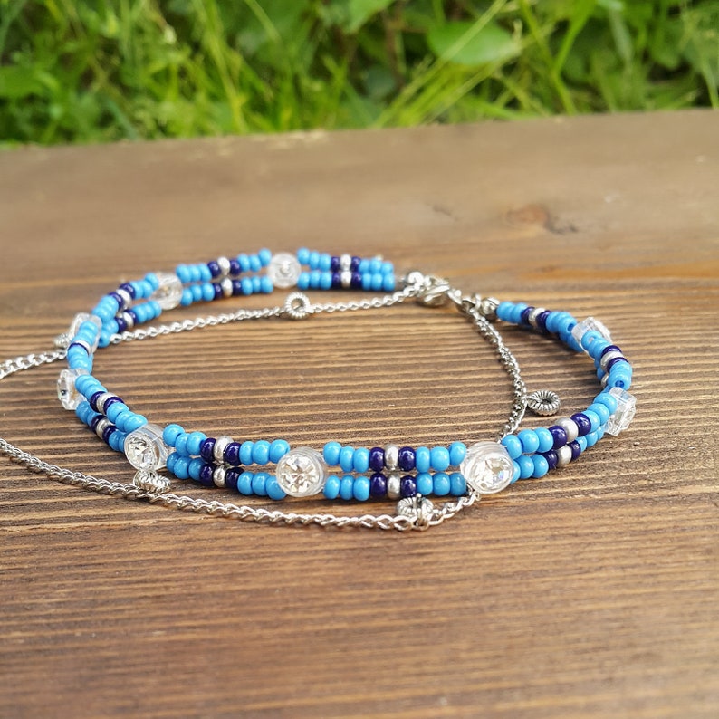 hemp anklet,Boho anklet,Blue anklet,Beaded anklet,Anklet,Gifts Blue anklet,indian anklet,hotwife anklet,layered anklet,personalized anklet