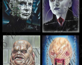 4 Cenobites art print Pinhead, Chatterer, Female Cenobite and Butterball