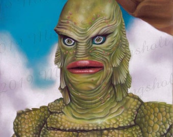 Gillman Creature from the Black Lagoon Canvas or fine art prints or magnet.