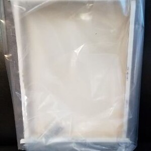 May include: A clear plastic bag with a white frame inside. The bag is folded over the frame, and the frame is visible through the plastic.