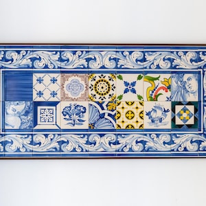 Handgeschilderd Portugees tegelpaneel - 18e- en 19e-eeuws patchwork