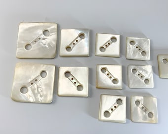 Vintage BEAUTIFUL Art Deco Mother pearl buttons-see video to appreciate details. Lot of 11 buttons. See details for sizes.