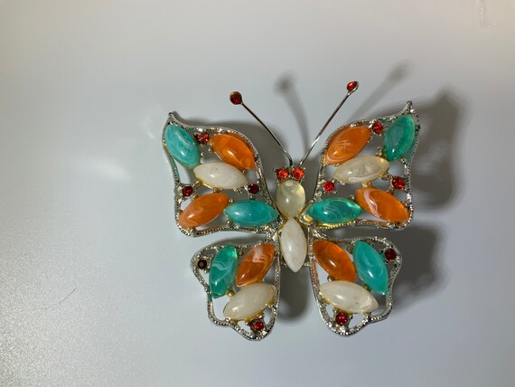 HUGE-Vintage Rhinestone Butterfly BROOCH