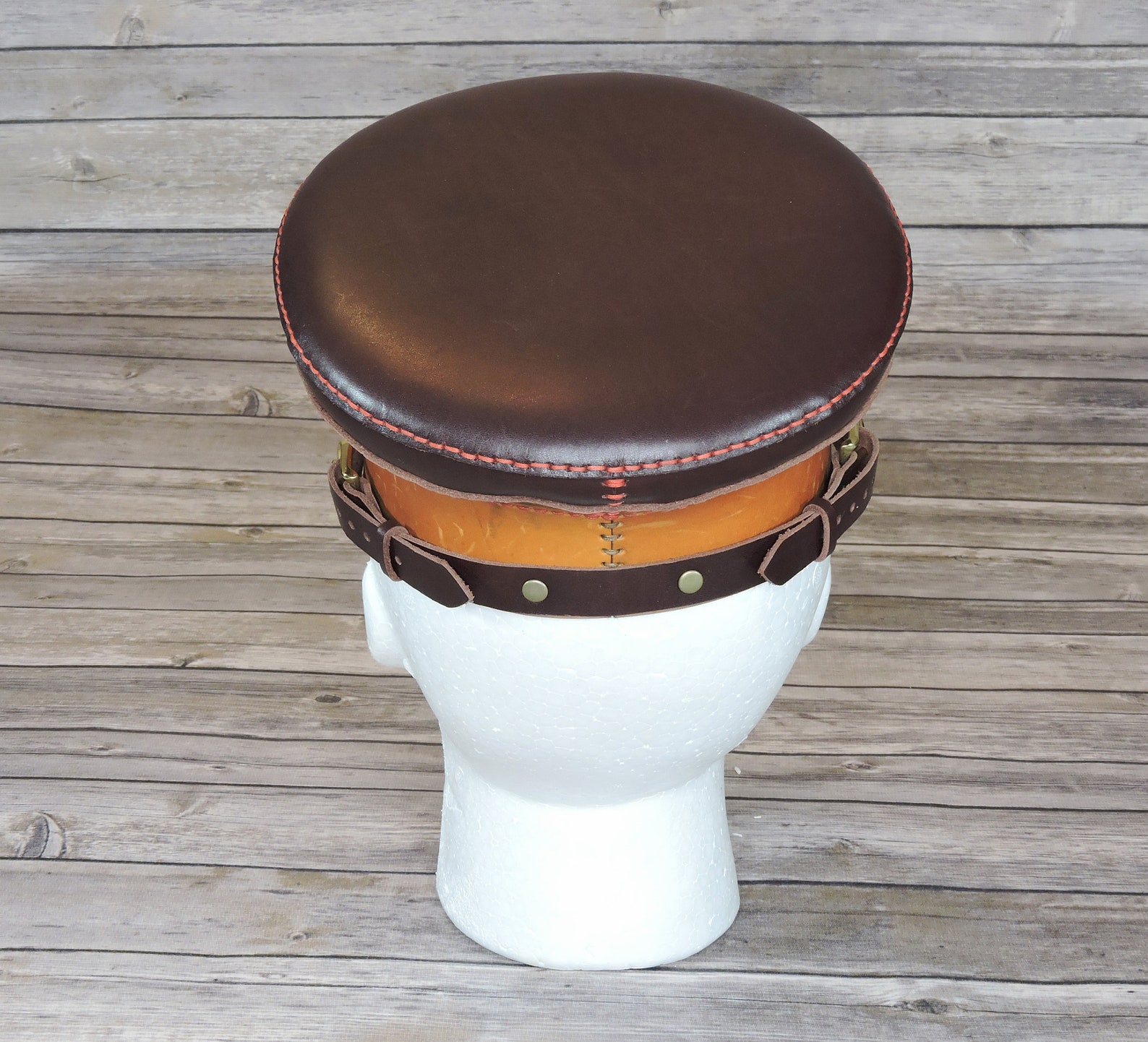 leather conductor hat