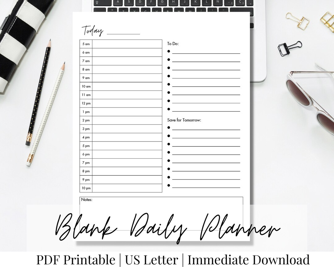 Blank Daily Planner | Blank Planner | Daily Planner | PDF Download ...