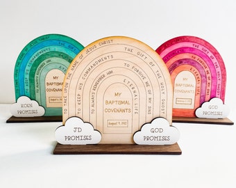 Baptismal Covenants Stand / Baptism Gift / DIY Keepsake / Latter-Day Saint / Decorative Rainbow Display / Wooden Arch