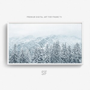 Frame Tv Art Winter Trees Landscape, Snowy Forest Samsung TV Art, Digital Download Winter Screensaver