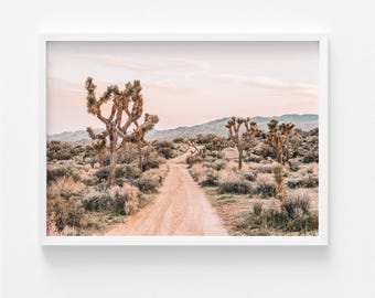 Afdrukbare kunst Joshua Tree: woestijnwesterse fotografie, Californië digitale download wanddecoratie