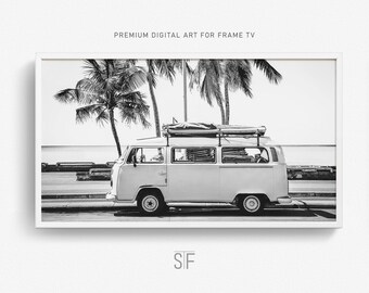 Surfer Van Frame TV Art: Retro Beach Wall Art (Digital Download)