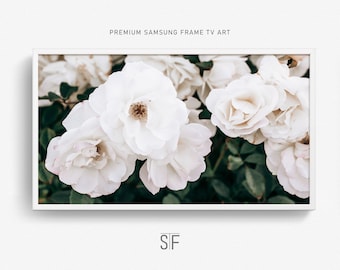 Samsung Frame TV Art, White Floral Botanical Print (Digital Download)