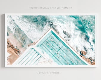 Bondi Beach Frame TV Art: Aerial Coastal Pool (Digital Download)