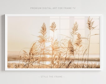 Beach Grass Sunset: Coastal Nature Photography for Samsung Frame TV (Digital Download)
