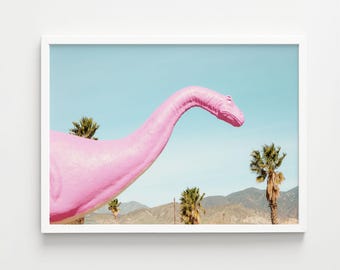 Cabazon Dinosaur, Palm Springs Printable Photography, Pink Wall Art Print, California Desert Decor