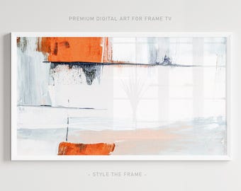 Abstract Orange White Samsung Frame TV Art (Digital Download)
